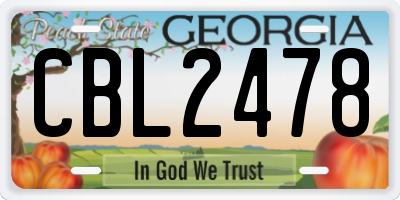 GA license plate CBL2478