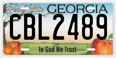 GA license plate CBL2489