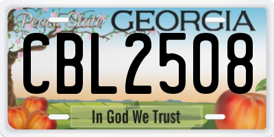 GA license plate CBL2508