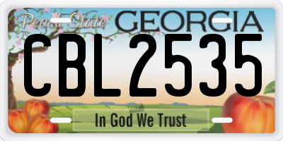 GA license plate CBL2535