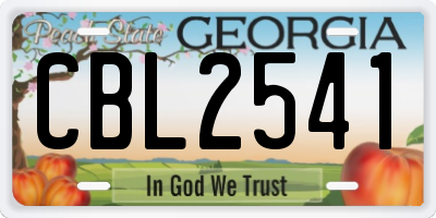 GA license plate CBL2541