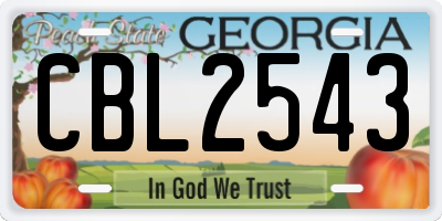 GA license plate CBL2543