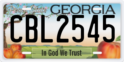 GA license plate CBL2545