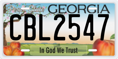 GA license plate CBL2547