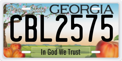 GA license plate CBL2575