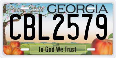 GA license plate CBL2579