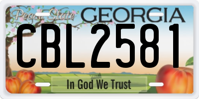 GA license plate CBL2581