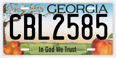 GA license plate CBL2585