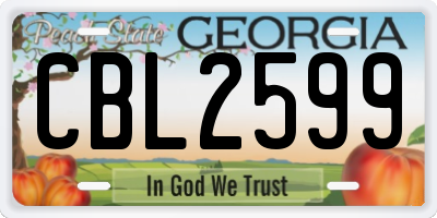 GA license plate CBL2599