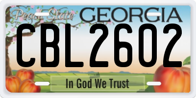 GA license plate CBL2602