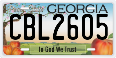 GA license plate CBL2605
