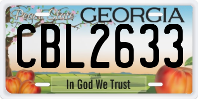 GA license plate CBL2633