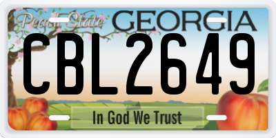 GA license plate CBL2649