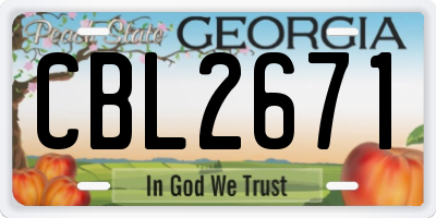 GA license plate CBL2671