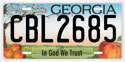 GA license plate CBL2685