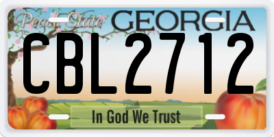 GA license plate CBL2712