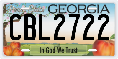 GA license plate CBL2722
