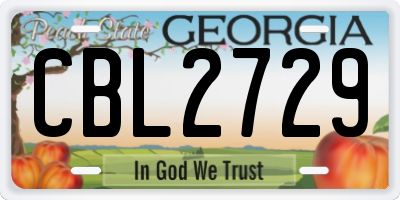 GA license plate CBL2729