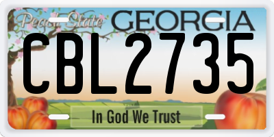 GA license plate CBL2735