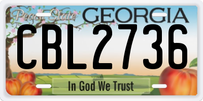 GA license plate CBL2736