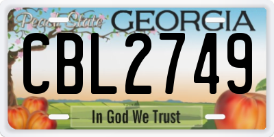 GA license plate CBL2749