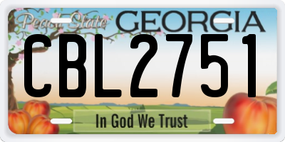 GA license plate CBL2751