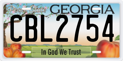 GA license plate CBL2754