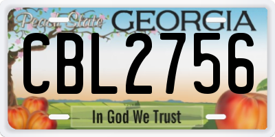 GA license plate CBL2756