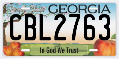 GA license plate CBL2763