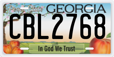 GA license plate CBL2768