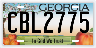 GA license plate CBL2775