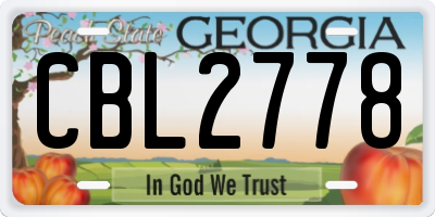 GA license plate CBL2778