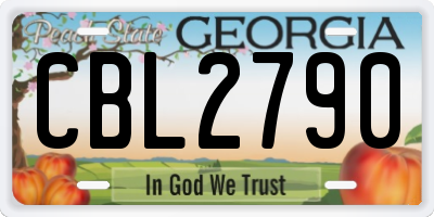 GA license plate CBL2790