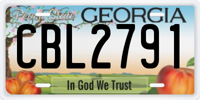 GA license plate CBL2791