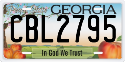 GA license plate CBL2795