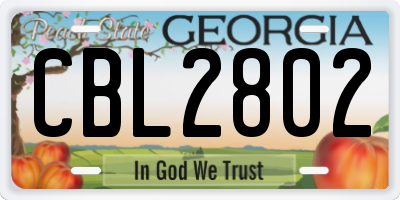 GA license plate CBL2802