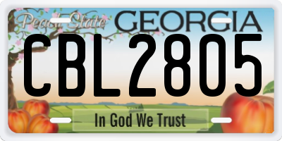 GA license plate CBL2805