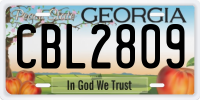 GA license plate CBL2809
