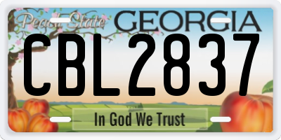 GA license plate CBL2837