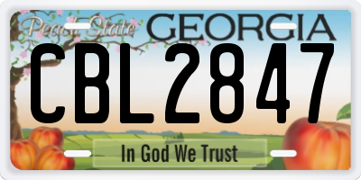 GA license plate CBL2847