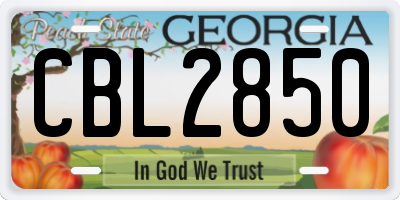GA license plate CBL2850
