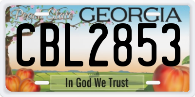 GA license plate CBL2853