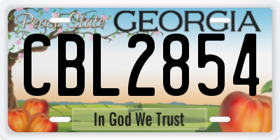 GA license plate CBL2854