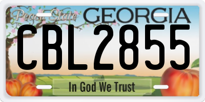 GA license plate CBL2855
