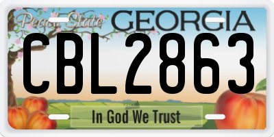 GA license plate CBL2863