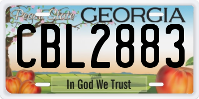 GA license plate CBL2883
