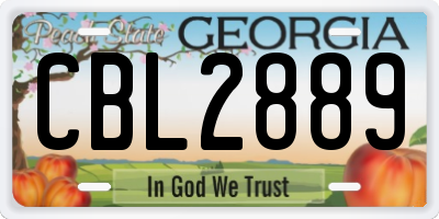 GA license plate CBL2889