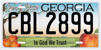 GA license plate CBL2899