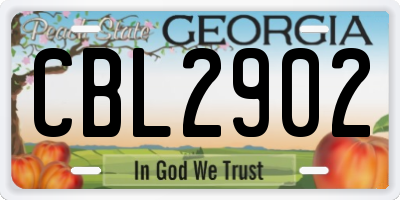 GA license plate CBL2902
