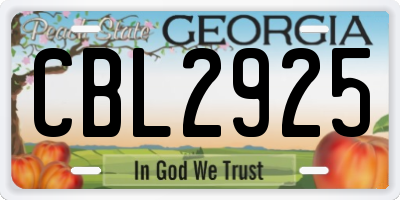 GA license plate CBL2925